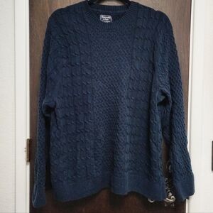 Abercrombie & Fitch Navy Cotton Cable Sweater XXL